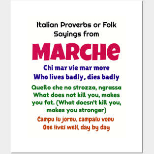 Italian Proverbs or Folk Sayings from Marche Posters and Art